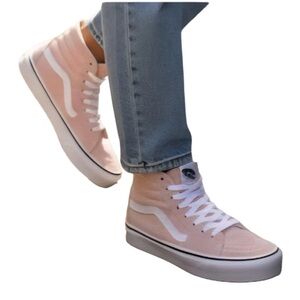 Pink & White Vans High-Top Sneakers – Women’s 6.5/ Men’s 5